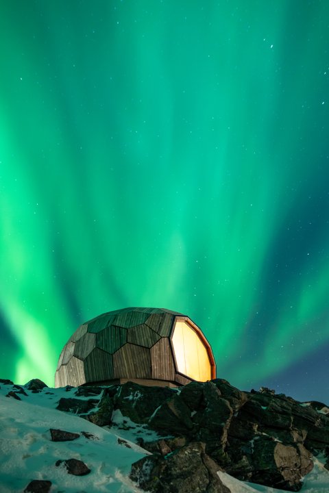 Wanderhütte aus Holz vom Osloer Architekturbüro SPINN und dem englischen Ingenieurbüro FORMAT am Nordpol.